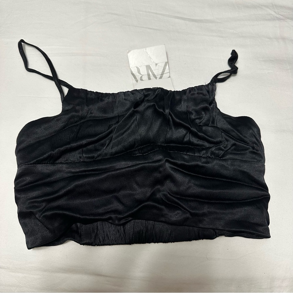 Zara Elegant Black Satin Top